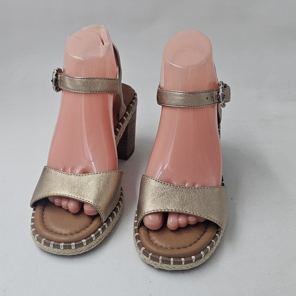 Lucky Brand Jennyl Metallic Espadrille Block Heel Sandals Stardust Size 7.5 - Picture 2 of 10